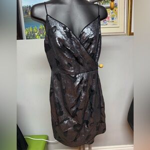 BEAUTIFUL Dynamite Black and Silver Sequin Mini Dress